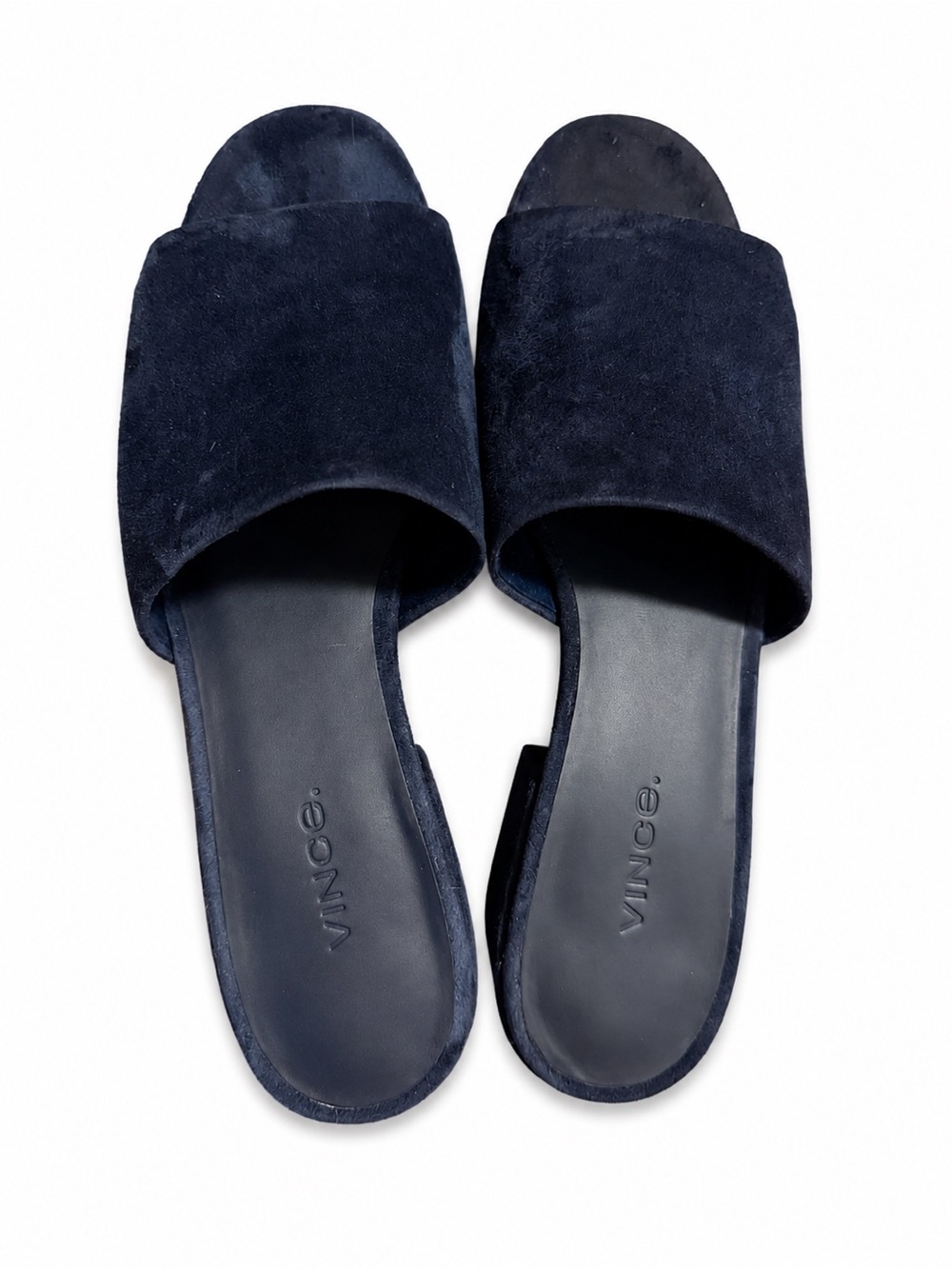 Vince Navy Suede Slide Mules